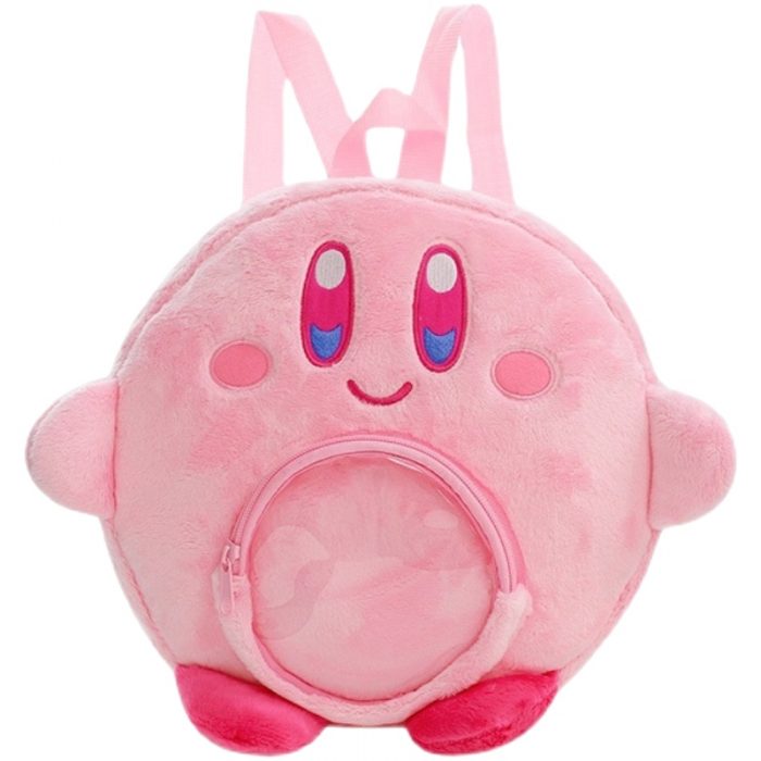 Kawaii Cute Girly Heart Pink Kirby Large capacity storage Plush backpack Children s shoulder bag birthday 3 - Kirby Plush
